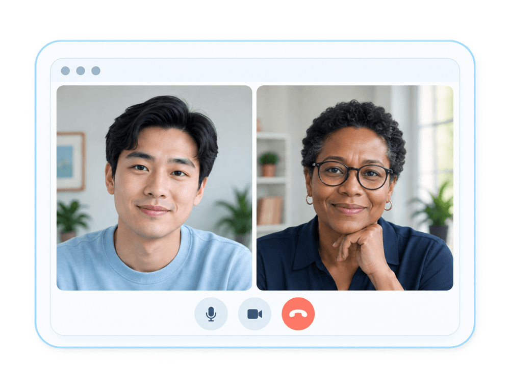 Browser-based therapy session with a client and therapist