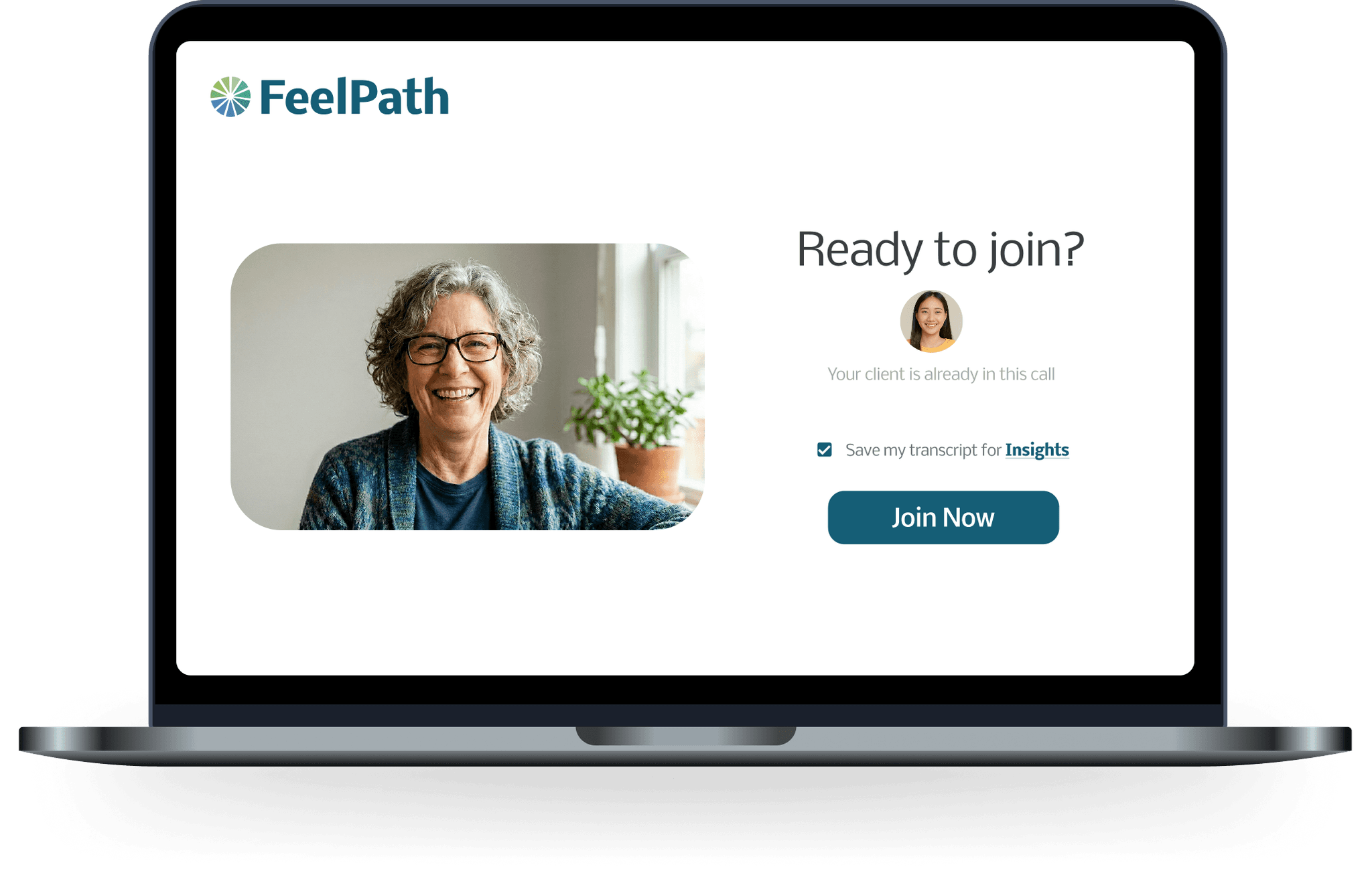 Therapist join screen showing the saving option before a session